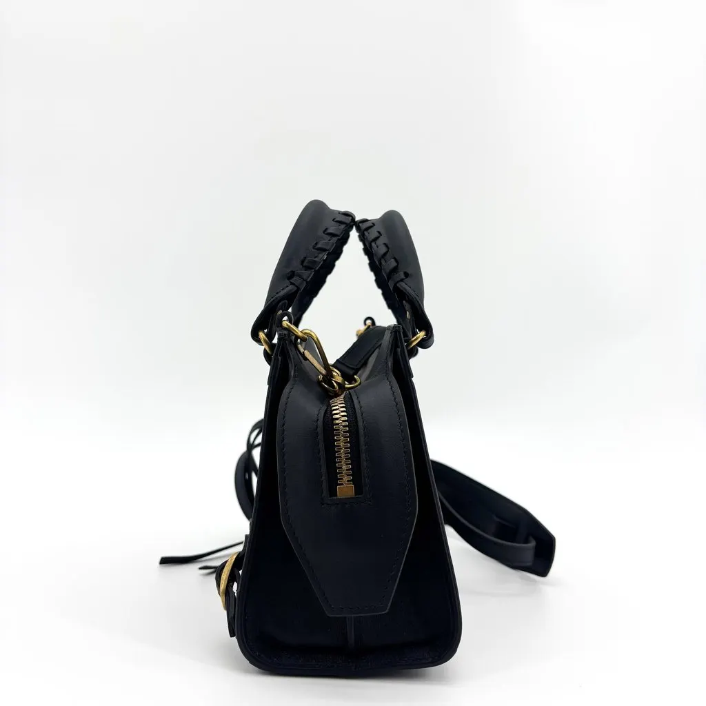 Balenciaga Neo Classic Mini Top Handle Bag Black Gold Black Leather Very good - Model View