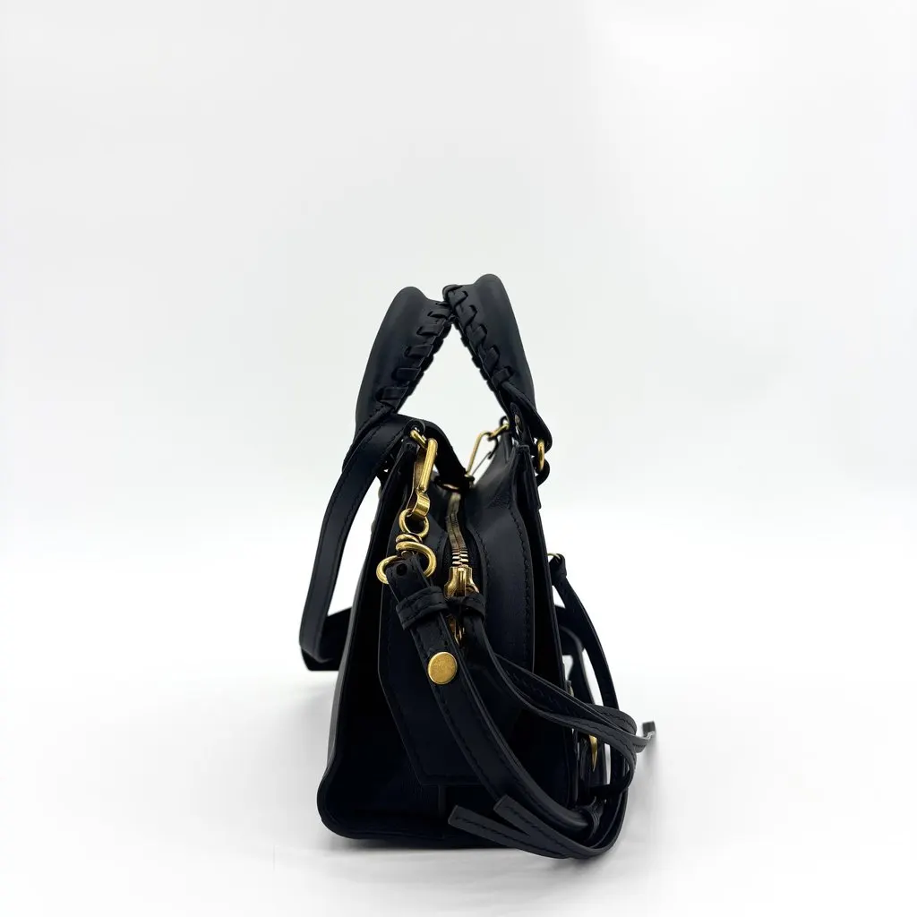 Balenciaga Neo Classic Mini Top Handle Bag Black Gold Black Leather Very good - Box View