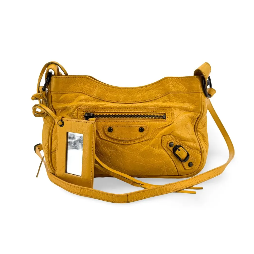 Balenciaga Classic Hip Shoulder Bag Yellow Yellow Leather Good - Front View
