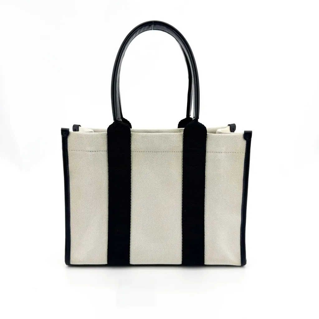 Balenciaga Navy Cabas XS Canvas Tote Bag Natural Black Black Canvas Good - Back View