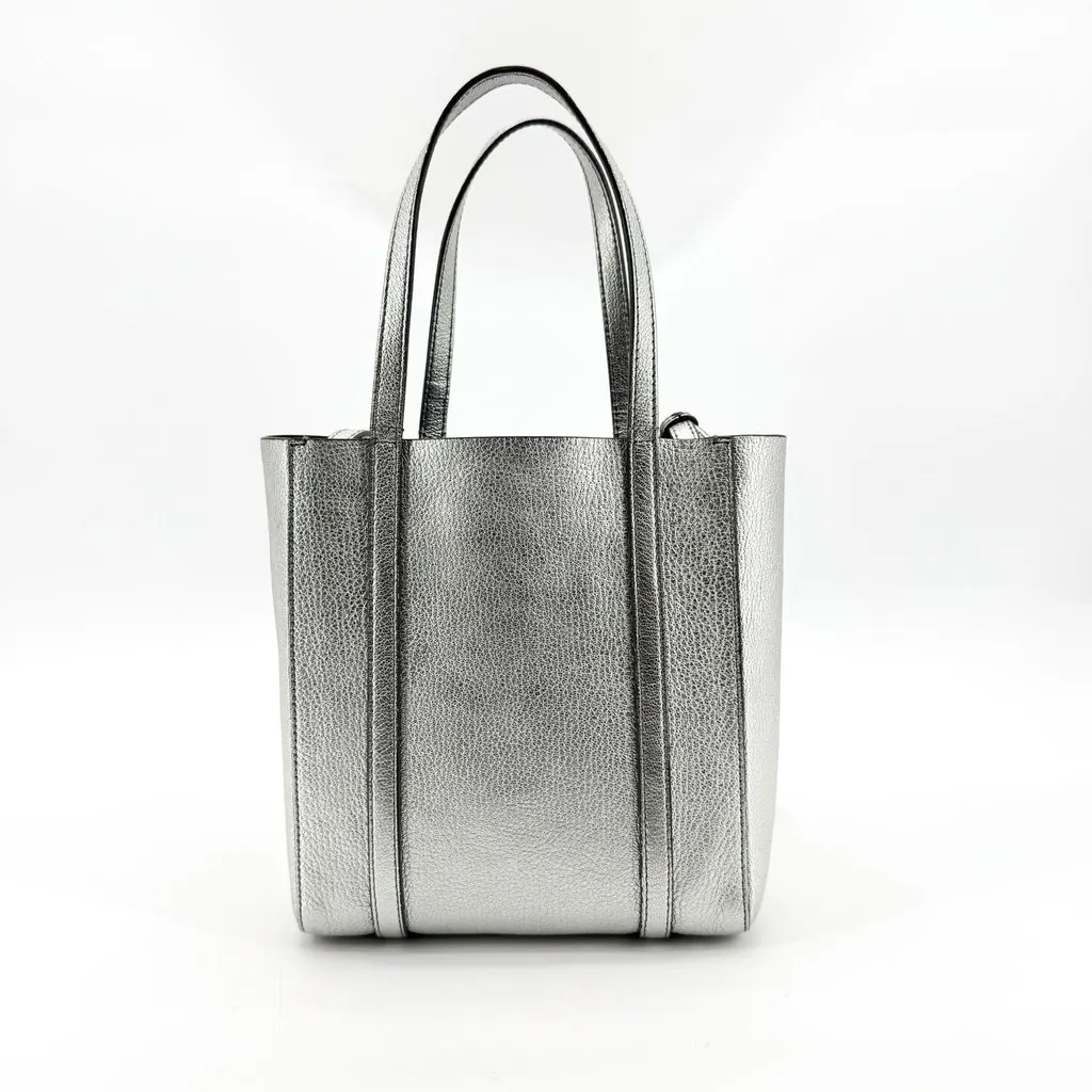 Balenciaga Everyday Tote Bag XXS Silver Silver Leather Good - Back View