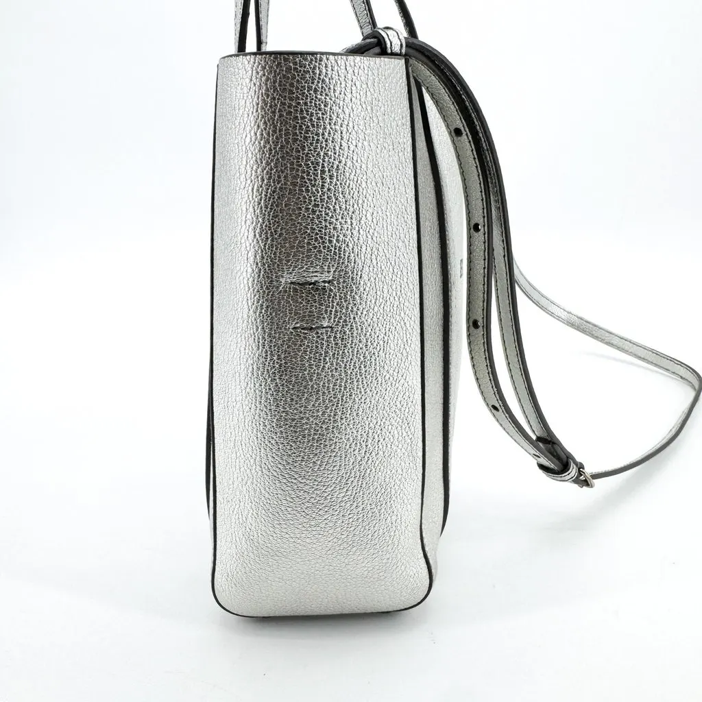 Balenciaga Everyday Tote Bag XXS Silver Silver Leather Good - Model View