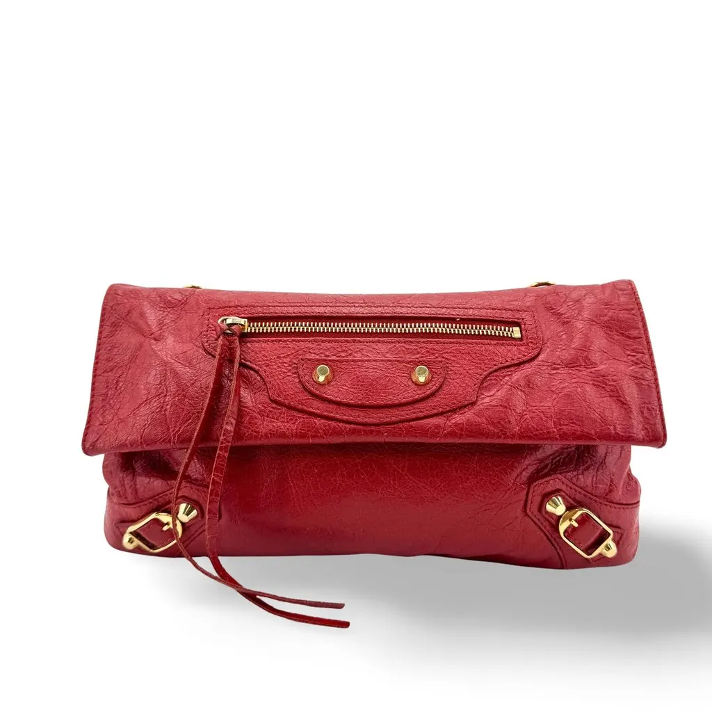 Balenciaga Giant 12 ذهبي إنفيلوب كلتش أحمر