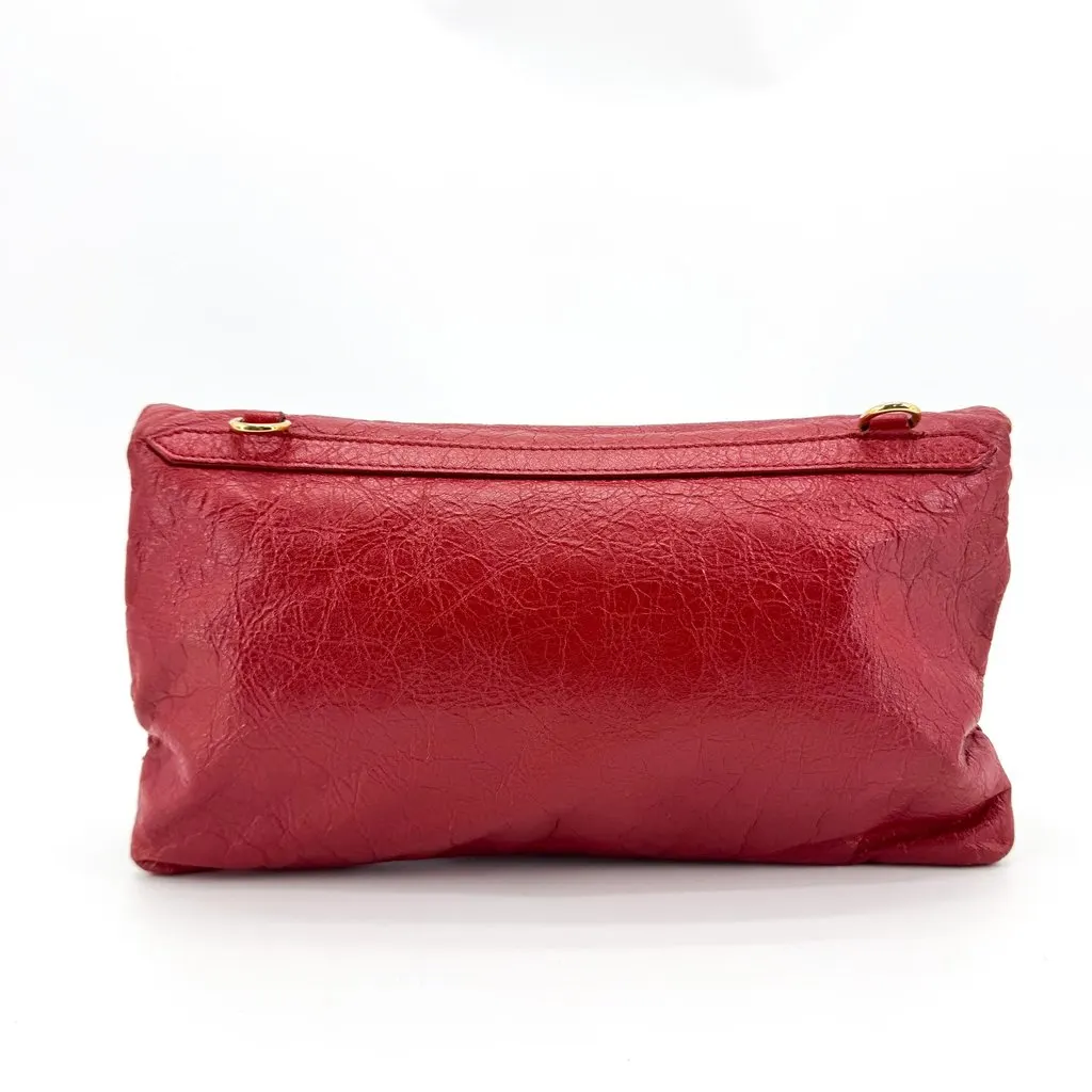 Balenciaga Giant 12 Gold Envelope Clutch Red Red Leather Good - Back View