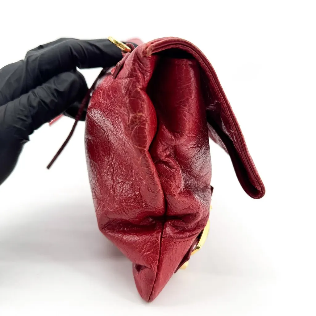 Balenciaga Giant 12 Gold Envelope Clutch Red Red Leather Good - Inside View