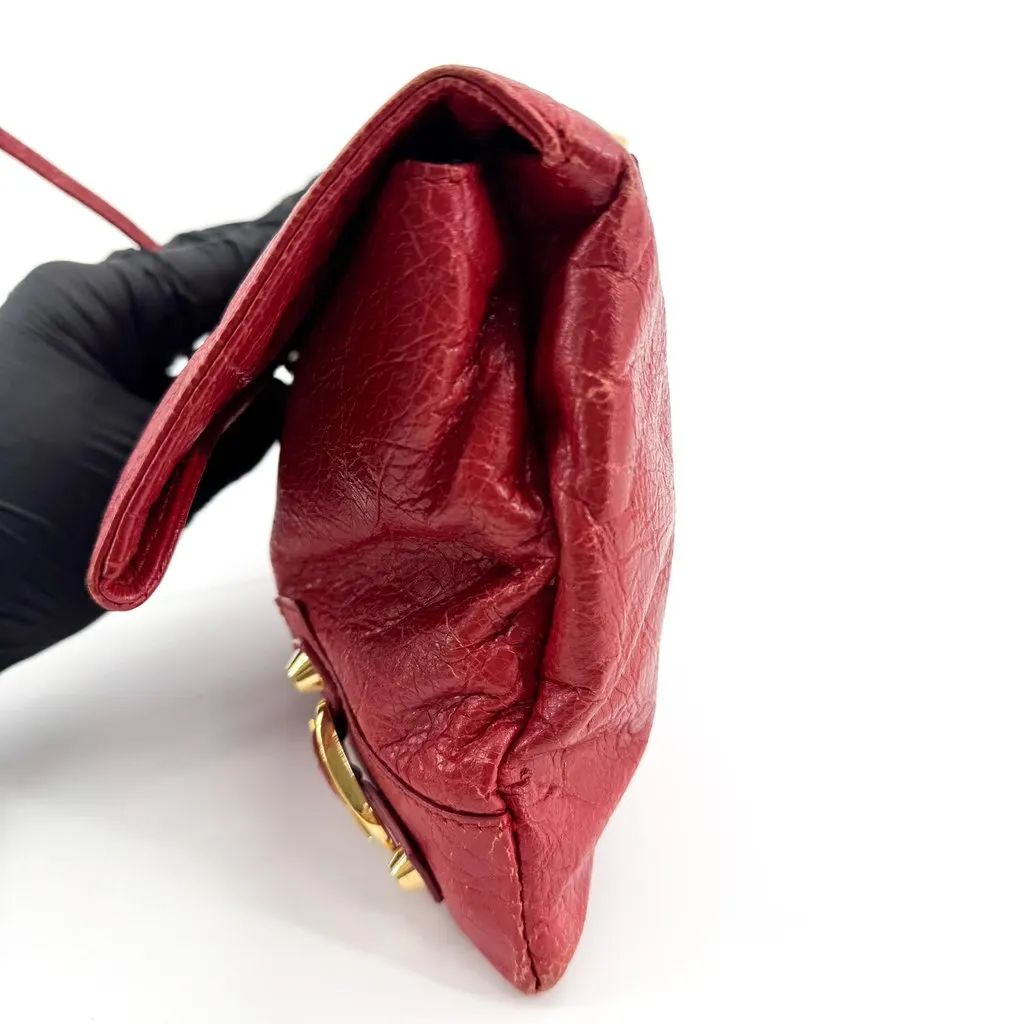 Balenciaga Giant 12 Gold Envelope Clutch Red Red Leather Good - Model View