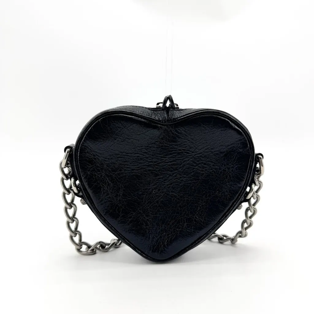 Balenciaga Le Cagole Heart Mini Chain Shoulder Bag Black Black Leather Very good - Back View