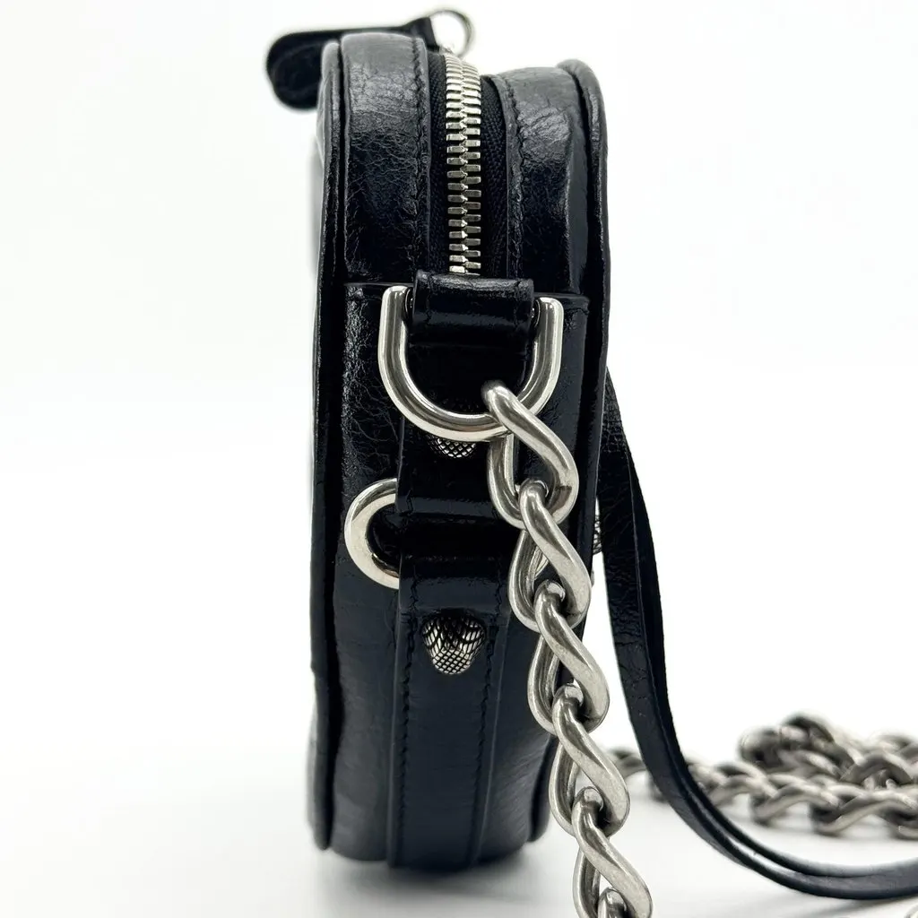 Balenciaga Le Cagole Heart Mini Chain Shoulder Bag Black Black Leather Very good - Model View