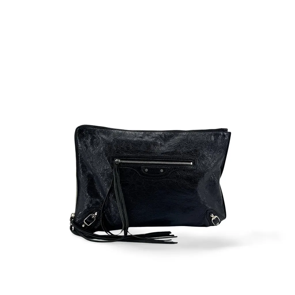 Balenciaga كلاسيك Zip كلتش حقيبة أسود