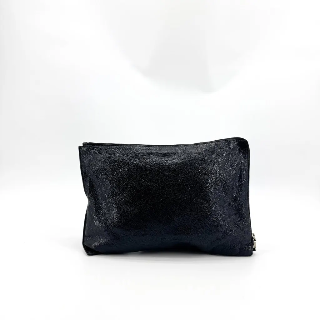 Balenciaga Classic Zip Clutch Bag Black Black Leather Good - Inside View