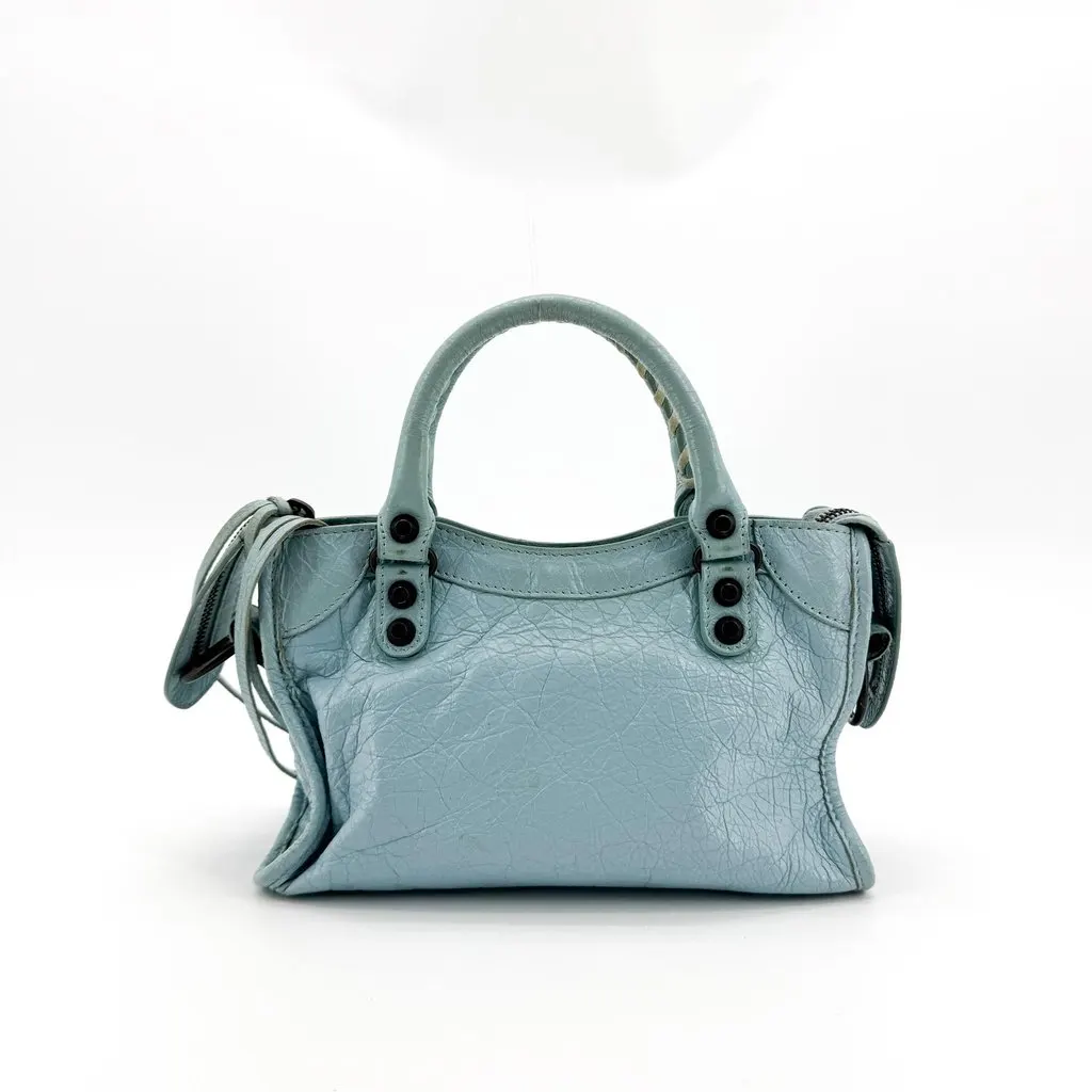 Balenciaga Classic Mini City Bag Sky Blue Blue Leather Good - Inside View