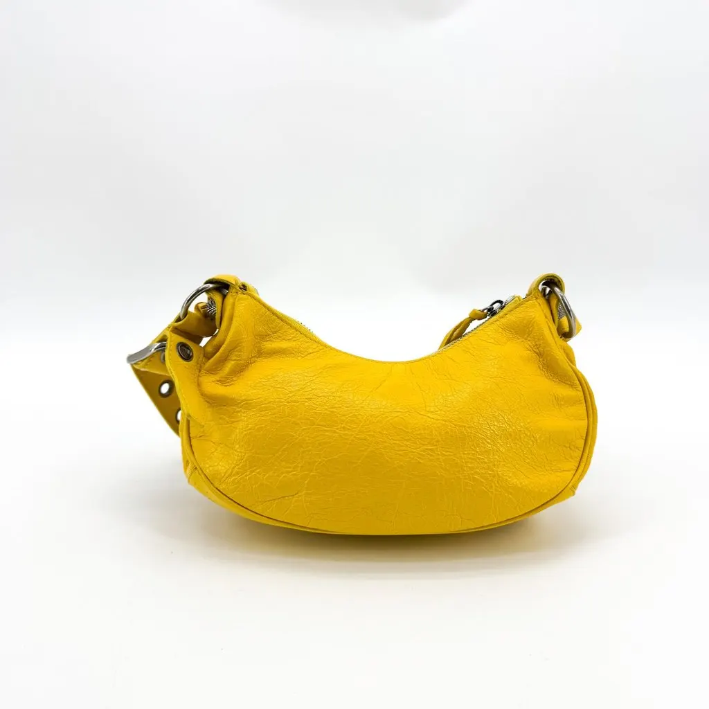 Balenciaga Le Cagole XS Shoulder Bag Yellow Yellow Leather Good - Back View