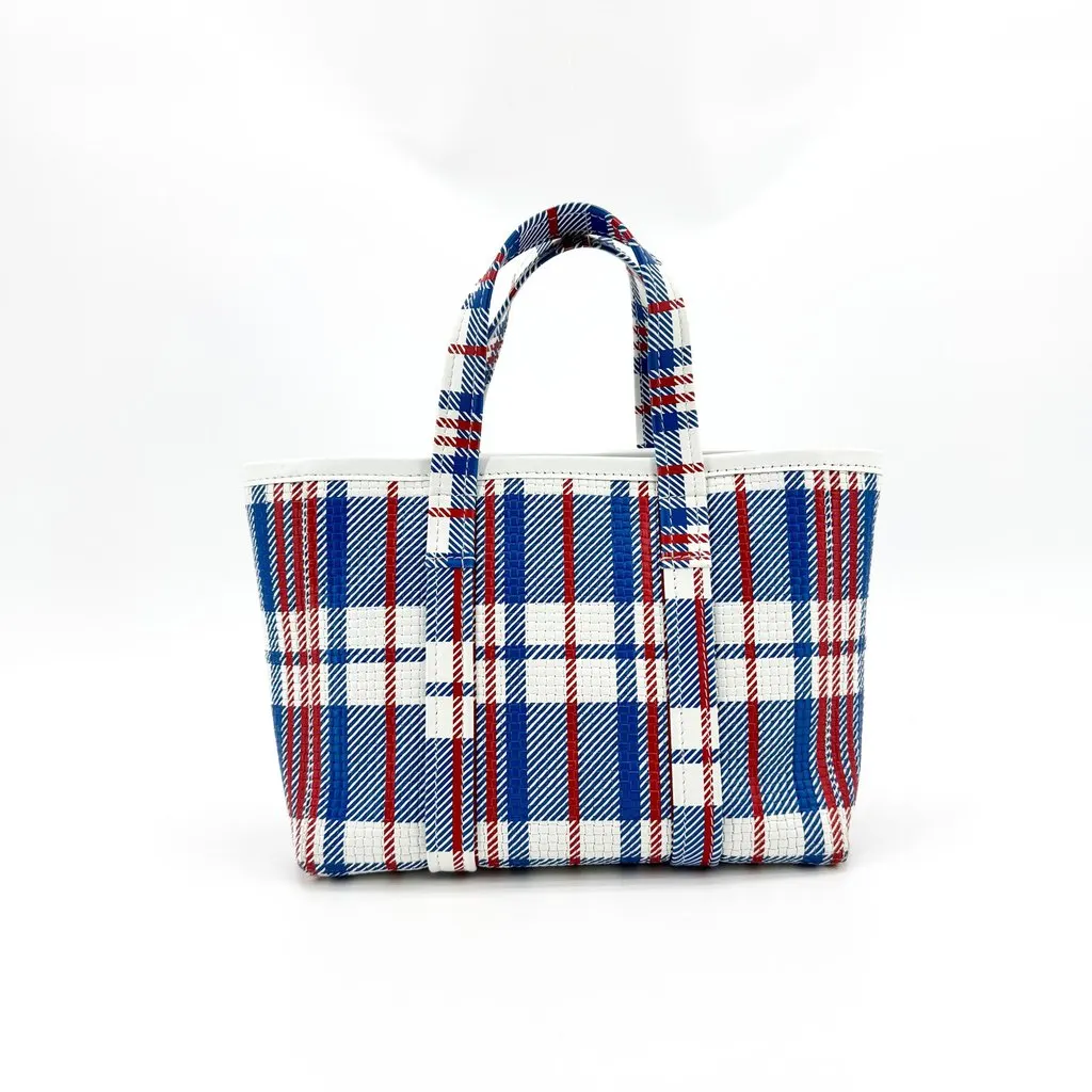 Balenciaga Bistro XS Tote Bag Blue Red Check Blue Leather Very good - Inside View