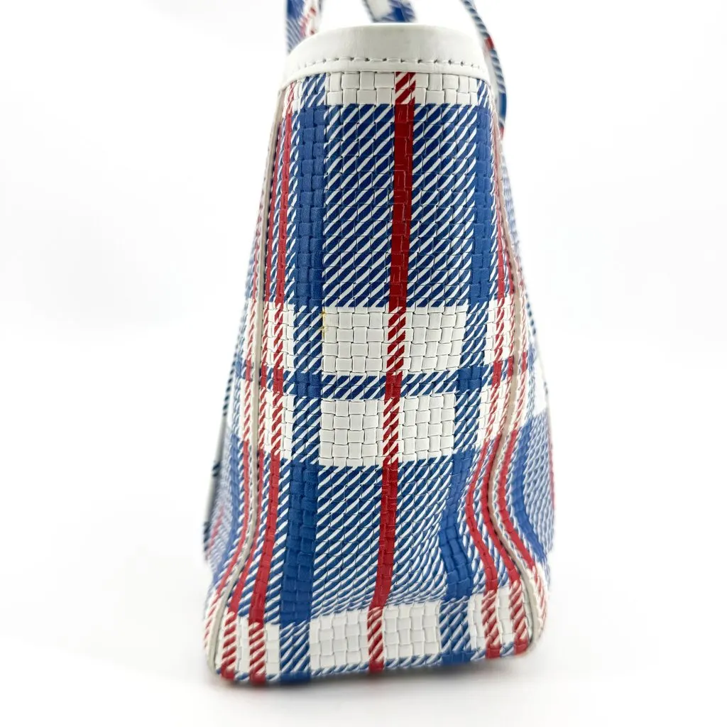 Balenciaga Bistro XS Tote Bag Blue Red Check Blue Leather Very good - Box View