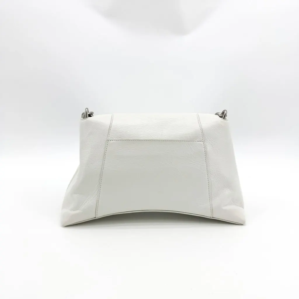 Balenciaga Crush Small Chain Shoulder Bag White White Leather Good - Back View