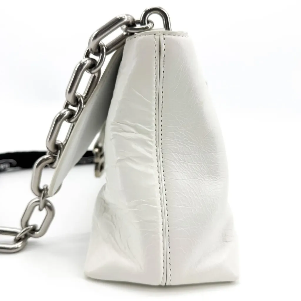 Balenciaga Crush Small Chain Shoulder Bag White White Leather Good - Inside View