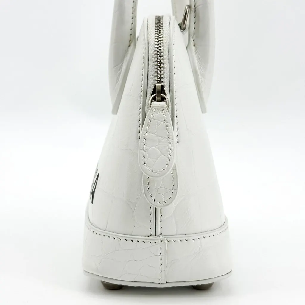 Balenciaga Ville Micro Top Handle Bag White Crocodile Embossed White Leather Good - Box View