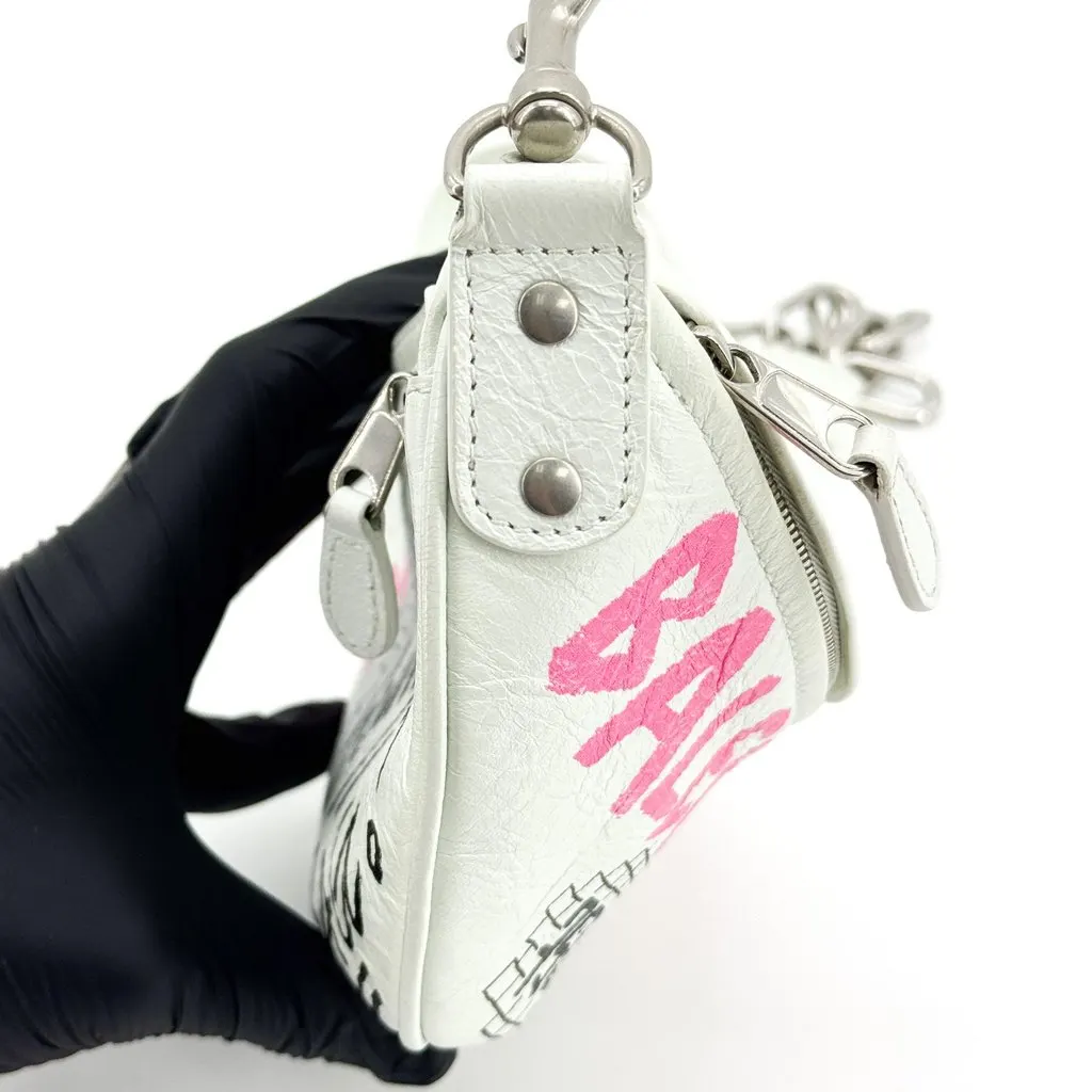Balenciaga Souvenir Belt Bag Small White Black Leather Good - Inside View