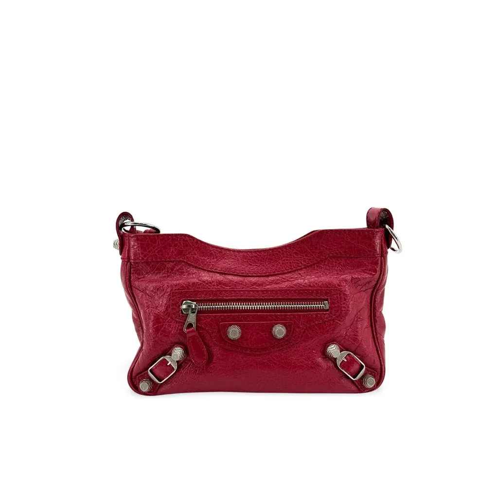 Balenciaga Le Cagole Mini Shoulder Bag Red Silver Red Leather Good - Front View
