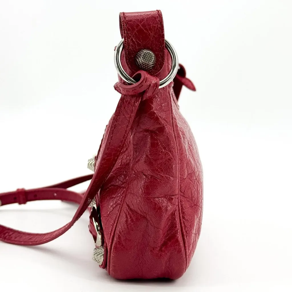 Balenciaga Le Cagole Mini Shoulder Bag Red Silver Red Leather Good - Model View