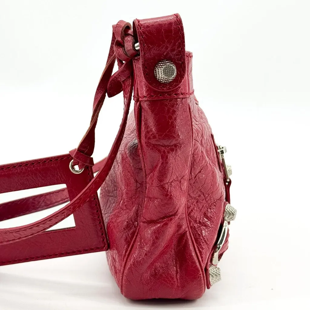 Balenciaga Le Cagole Mini Shoulder Bag Red Silver Red Leather Good - Box View