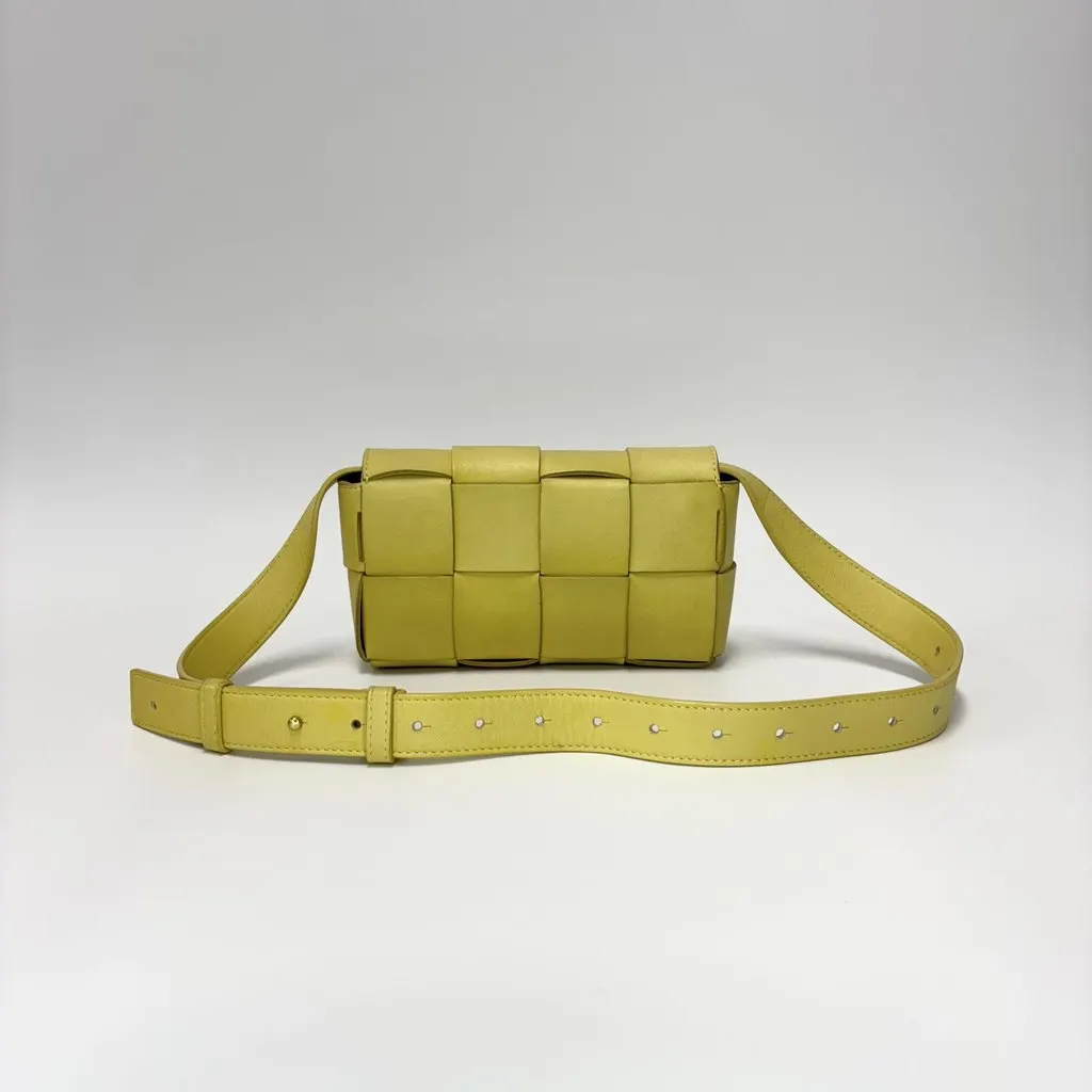 Bottega Veneta Cassette belt bag Yellow Leather Good - Model View