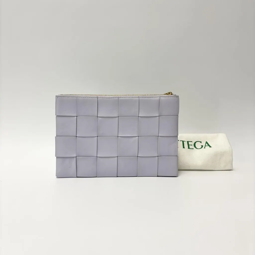 Bottega Veneta Intrecciato Mini Clutch Bag Lavender Purple Leather Good - Back View