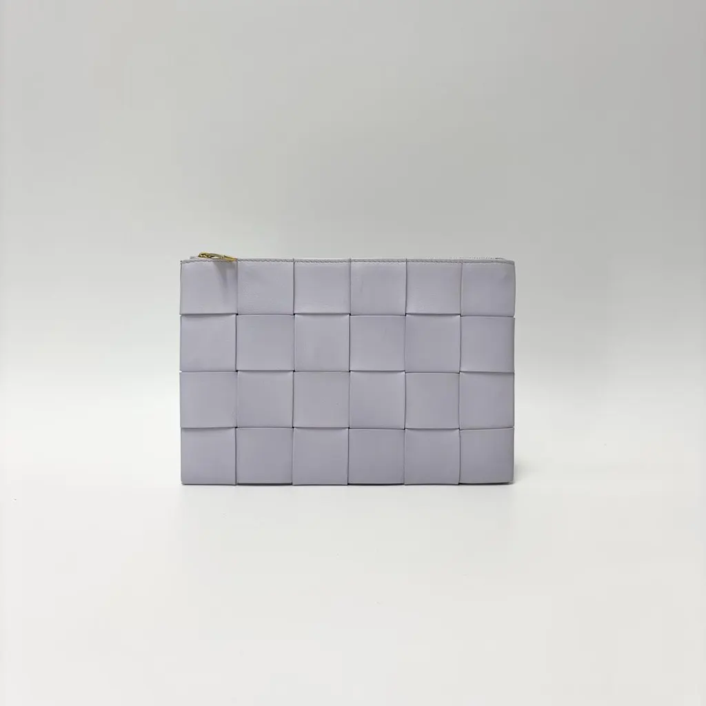 Bottega Veneta Intrecciato Mini Clutch Bag Lavender Purple Leather Good - Inside View