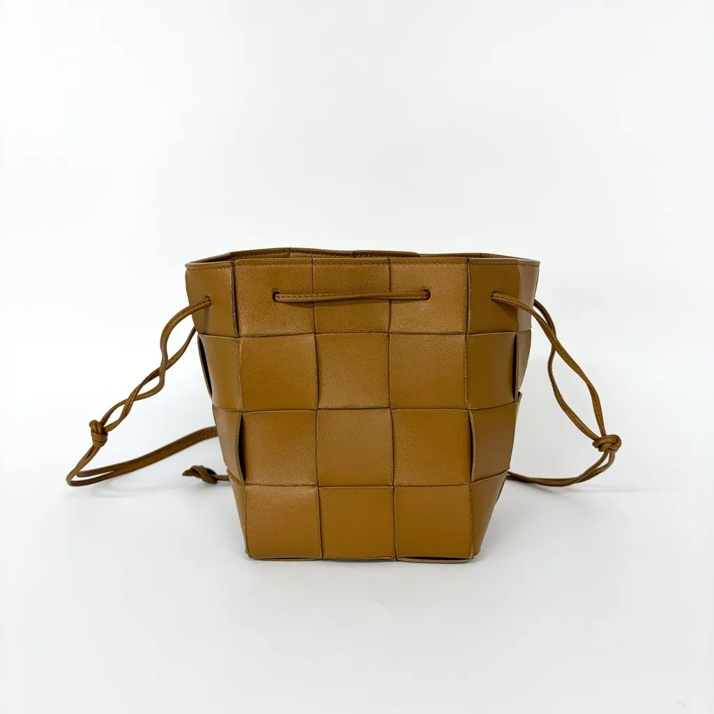 Bottega Veneta Small Cassette Bucket Bag Camel Brown Leather Good - Inside View