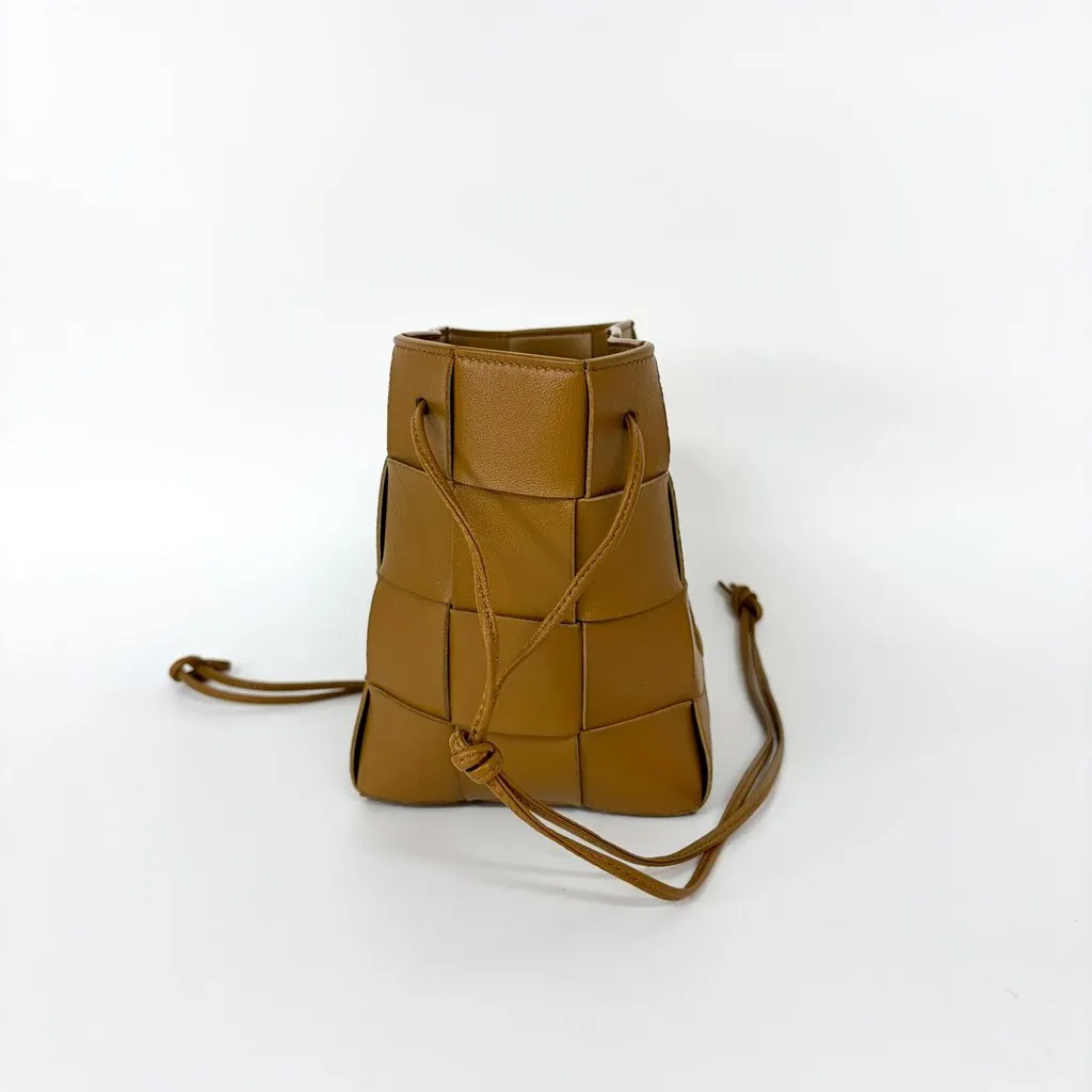 Bottega Veneta Small Cassette Bucket Bag Camel Brown Leather Good - Box View