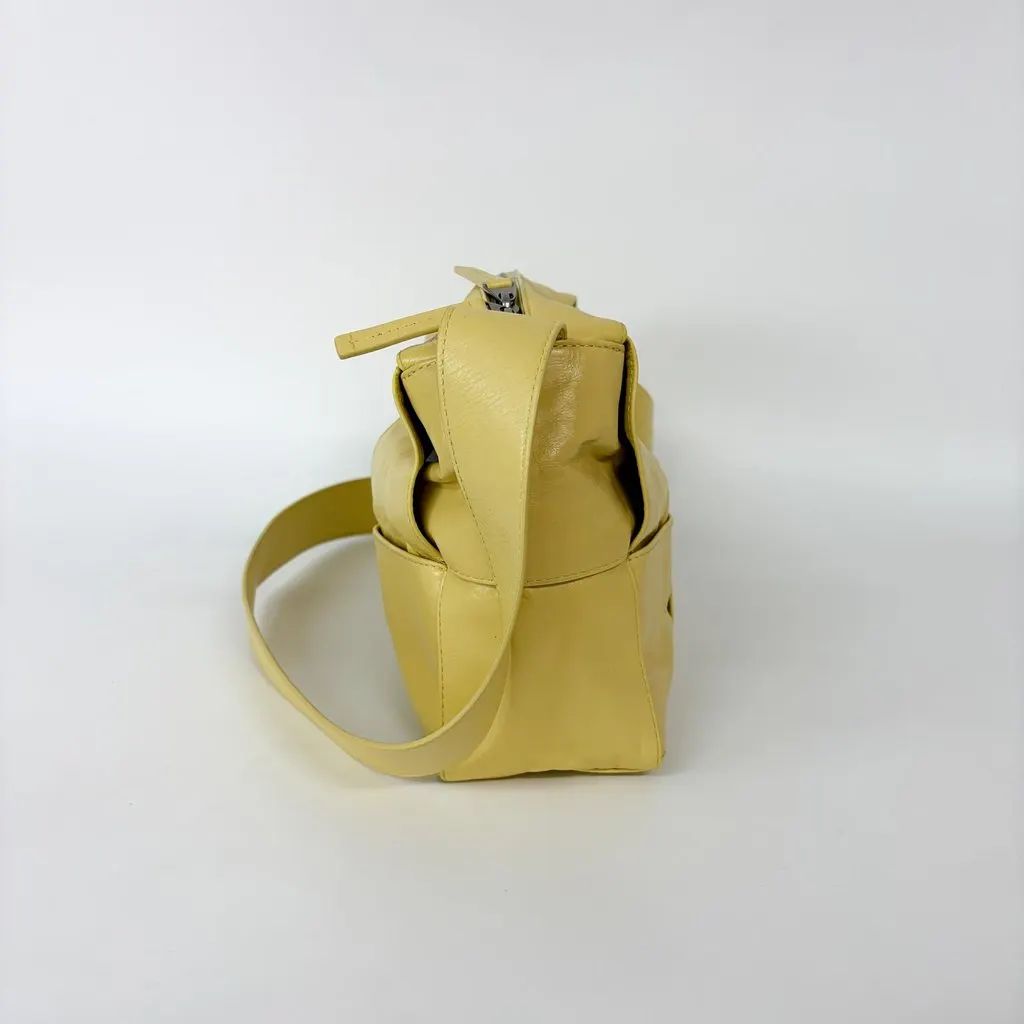 Bottega Veneta Cassette Arco Camera Bag Medium Butter Yellow Leather Good - Model View