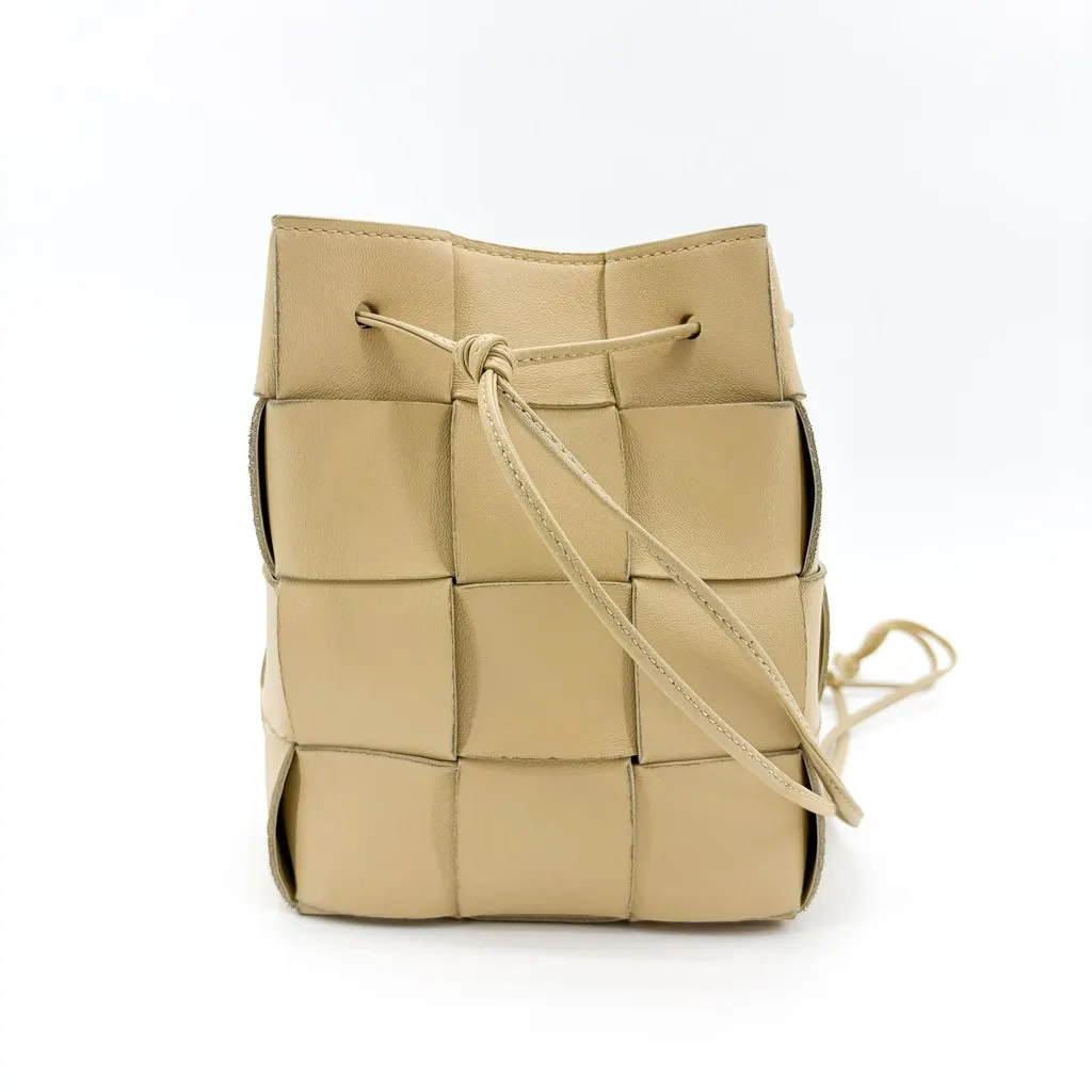 Bottega Veneta Small Cassette Bucket Bag Almond Beige Leather Very good - Box View