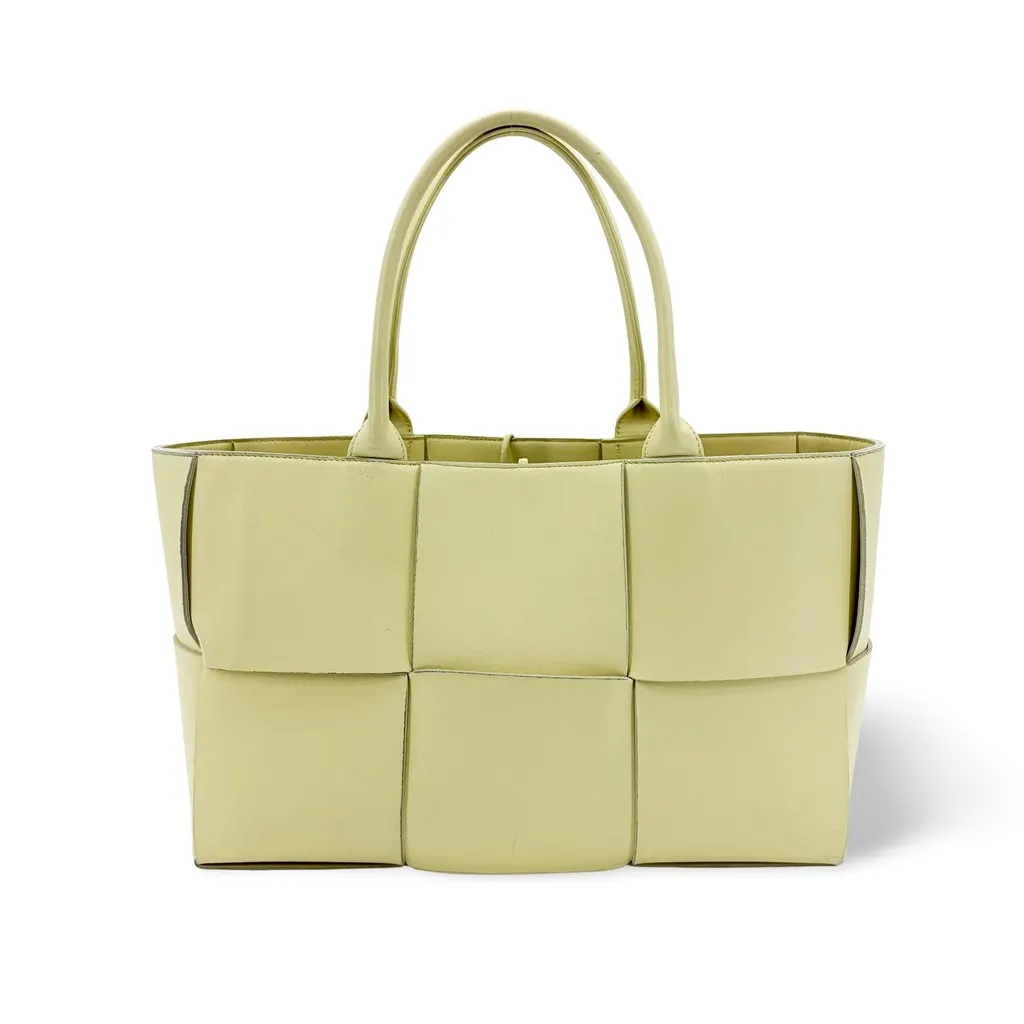 Bottega Veneta Small Arco Tote Bag Pale Yellow Yellow Leather Very good - Front View