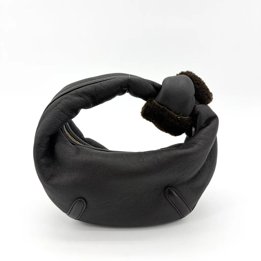 Bottega Veneta Mini Shearing Trim Leather Jody Bag Black Black Leather Very good - Inside View