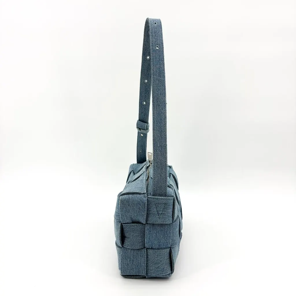 Bottega Veneta Small Cassette Shoulder Bag Blue Denim Blue Denim Good - Inside View