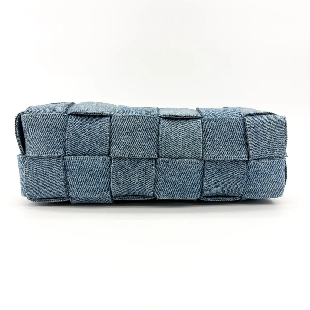 Bottega Veneta Small Cassette Shoulder Bag Blue Denim Blue Denim Good - Box View