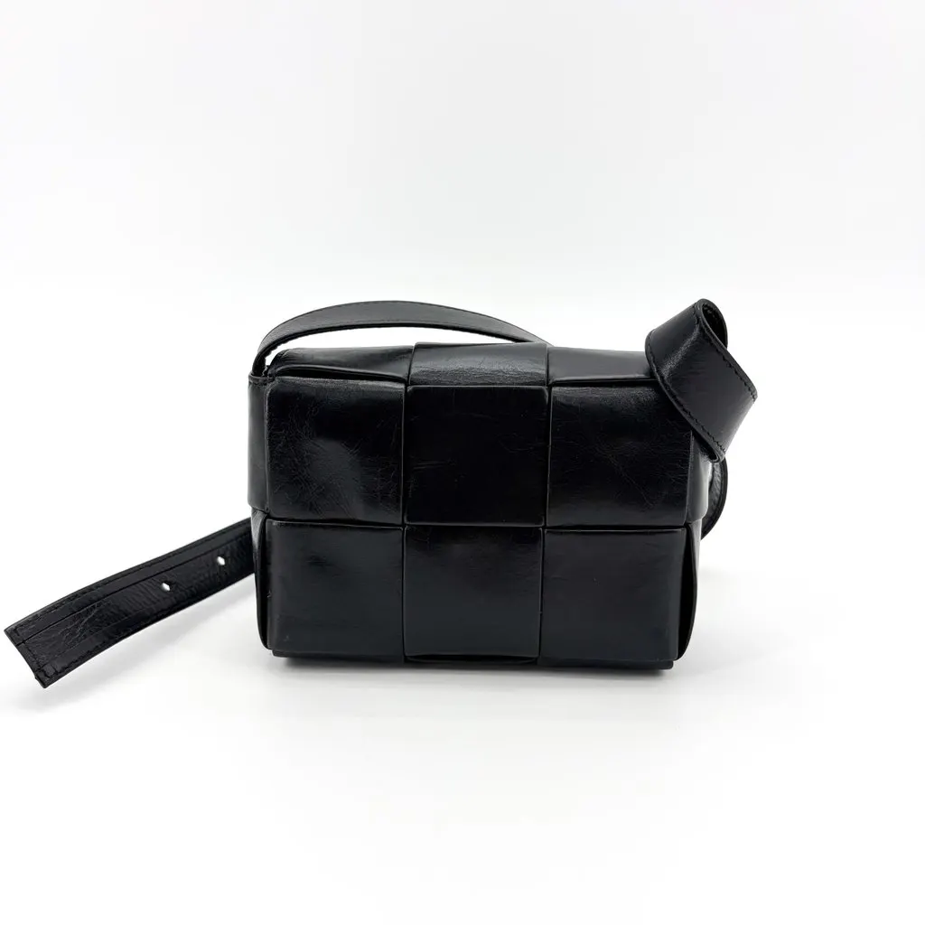 Bottega Veneta Mini Cassette Bag Black Black Leather Good - Inside View