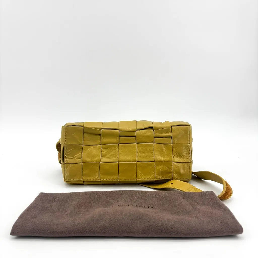 Bottega Veneta Small Brick Cassette Bag Ochre Khaki Leather Fair - Back View
