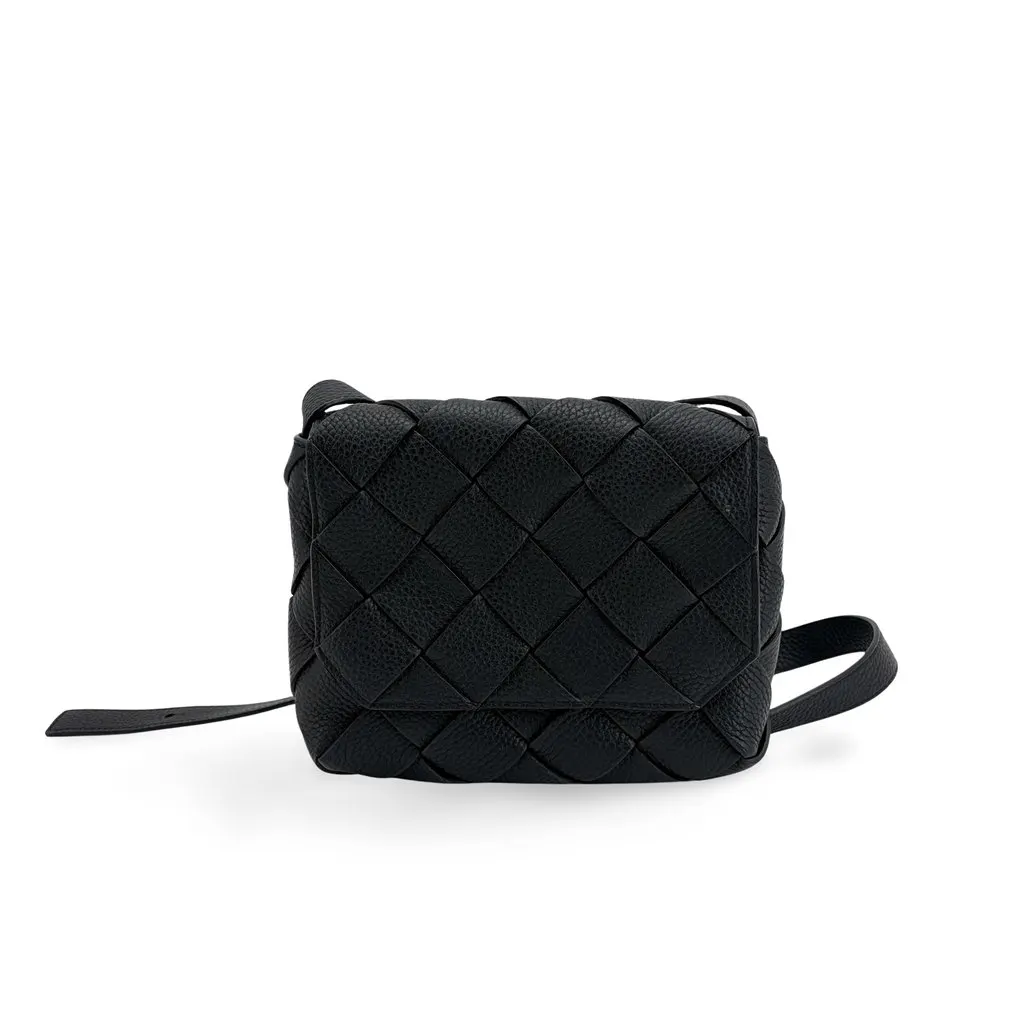 Bottega Veneta Small Cobble Shoulder Bag Black Black Leather Very good - Front View