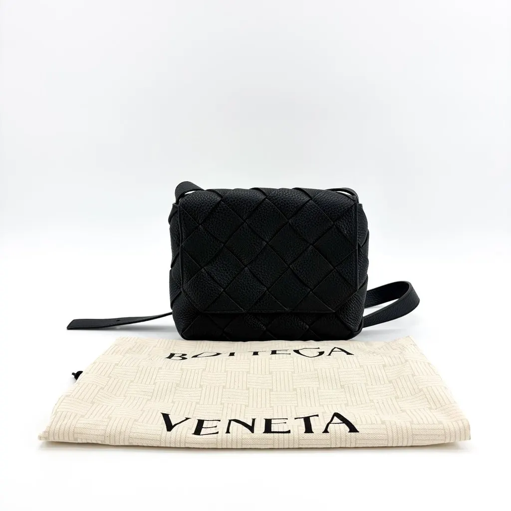 Bottega Veneta Small Cobble Shoulder Bag Black Black Leather Very good - Back View