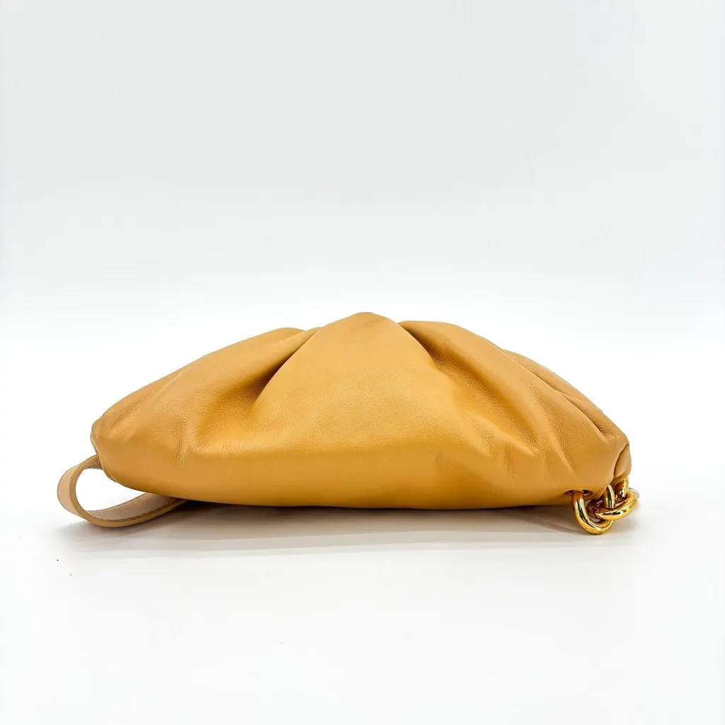 Bottega Veneta The Chain Pouch Shoulder Bag Mustard Beige Leather Very good - Box View