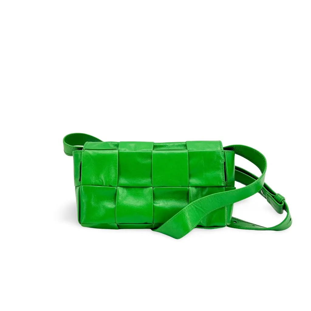 Bottega Veneta Cassette Shoulder Bag Parakeet Green Leather Good - Front View