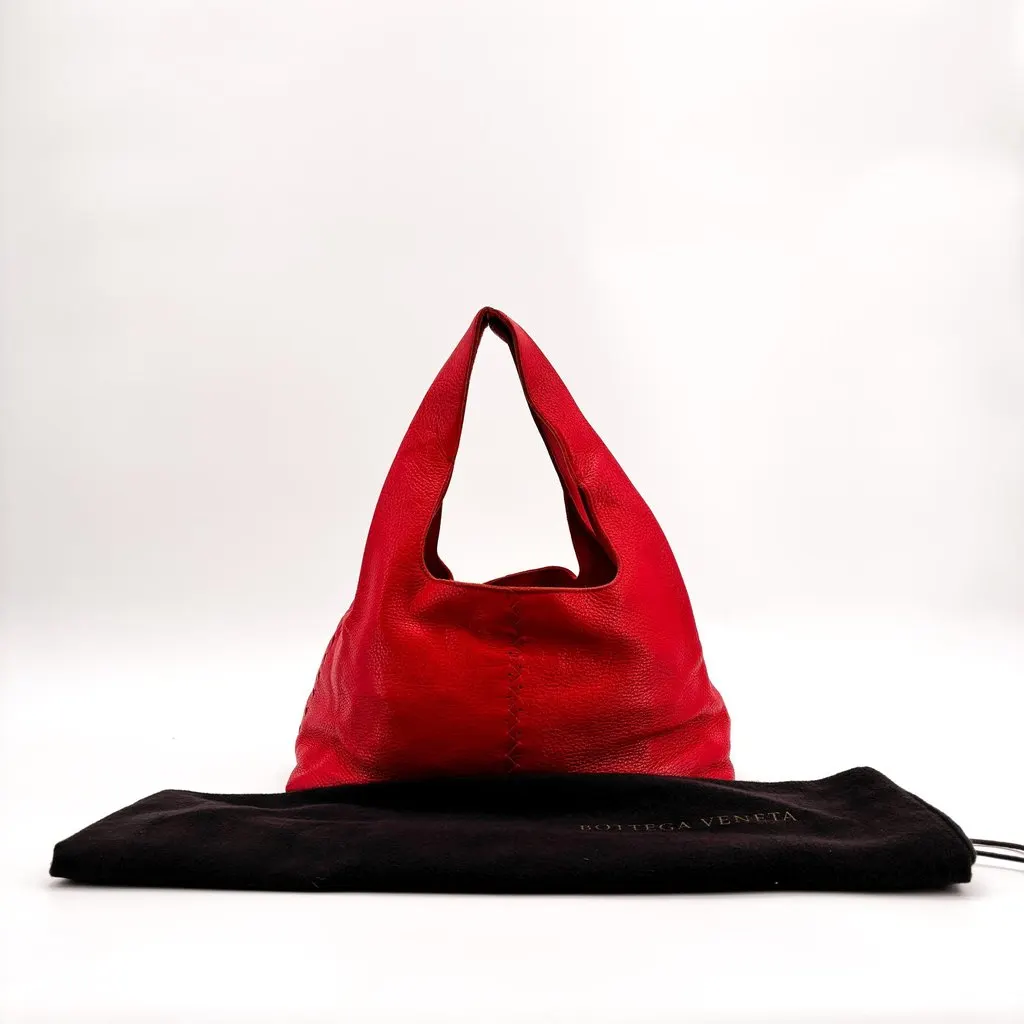 Bottega Veneta Stitched Leather Hobo Bag Red Leather Good - Back View