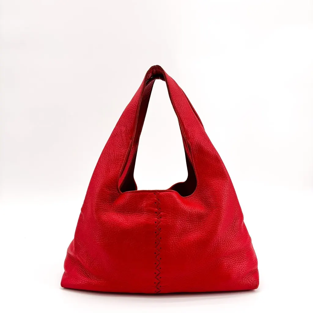 Bottega Veneta Stitched Leather Hobo Bag Red Leather Good - Inside View