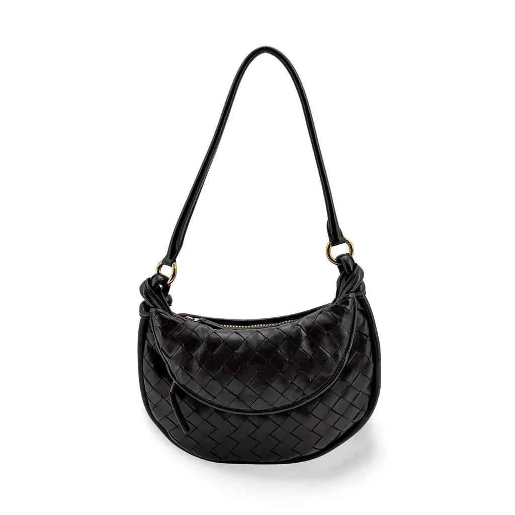 Bottega Veneta Small Gemelli Shoulder Bag Black Black Leather Very good - Front View