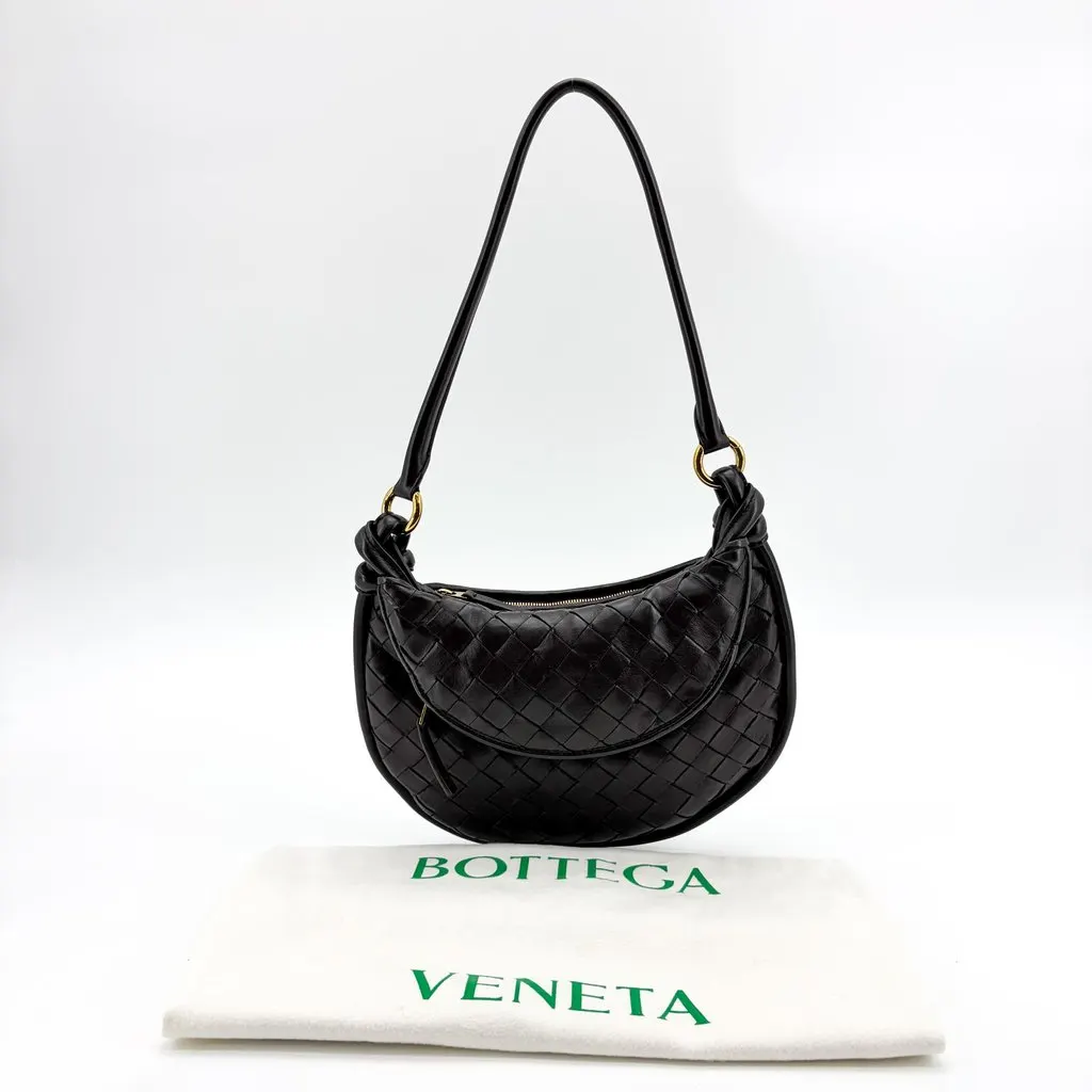 Bottega Veneta Small Gemelli Shoulder Bag Black Black Leather Very good - Back View