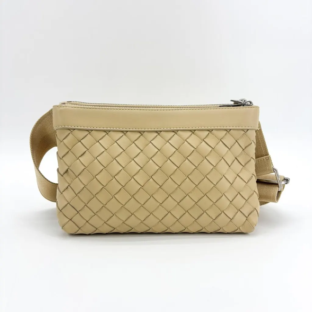 Bottega Veneta Classic Intrecciato Belt Bag Beige Beige Leather Good - Inside View