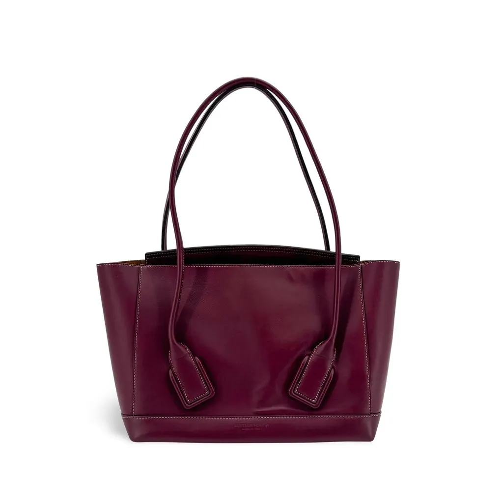 Bottega Veneta Medium Arco Tote Bag Burgundy Burgundy Leather Good - Front View
