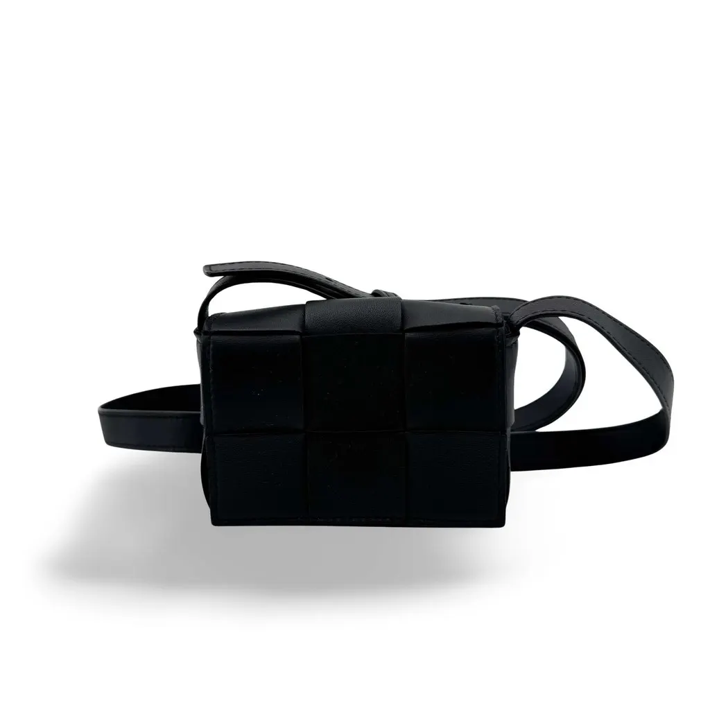 Bottega Veneta Mini Cassette Belt Bag Black Black Leather Very good - Front View