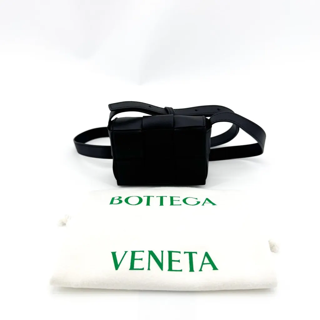 Bottega Veneta Mini Cassette Belt Bag Black Black Leather Very good - Back View